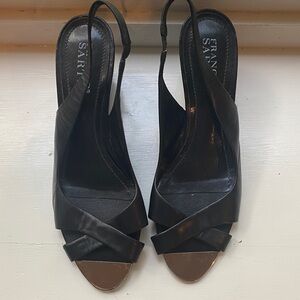 Franco Sarto Black Criss-Cross Slingback Heels